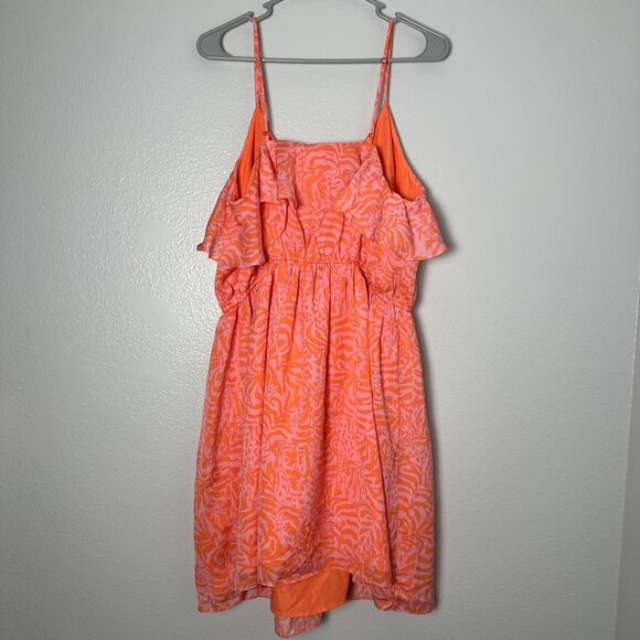 LILLY PULITZER‎ Size XL/TG Mini Women's Dress Coral Orange Pink Flounce Ruff - Picture 3 of 9